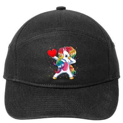 Dabbing Unicorn Heart Funny Valentines Day Gift 7-Panel Snapback Hat