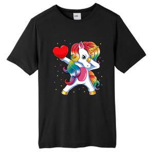 Dabbing Unicorn Heart Funny Valentines Day Gift Tall Fusion ChromaSoft Performance T-Shirt