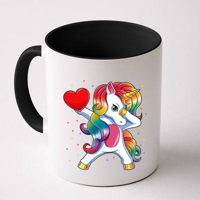 Dabbing Unicorn Heart Funny Valentines Day Gift Mug