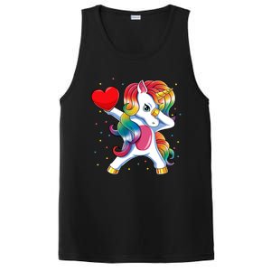 Dabbing Unicorn Heart Funny Valentines Day Gift PosiCharge Competitor Tank