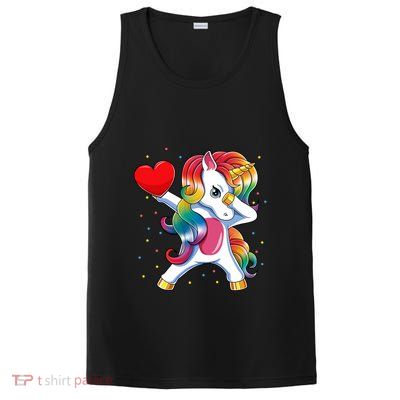 Dabbing Unicorn Heart Funny Valentines Day Gift PosiCharge Competitor Tank