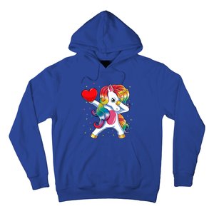 Dabbing Unicorn Heart Funny Valentines Day Gift Hoodie