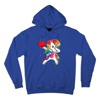 Dabbing Unicorn Heart Funny Valentines Day Gift Hoodie