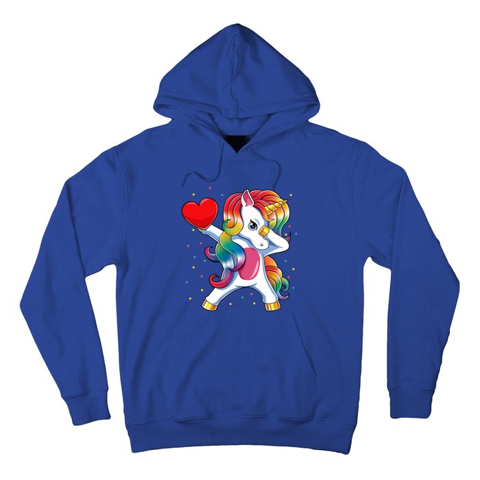 Dabbing Unicorn Heart Funny Valentines Day Gift Hoodie