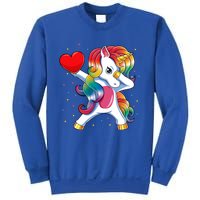 Dabbing Unicorn Heart Funny Valentines Day Gift Sweatshirt