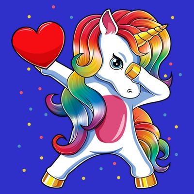 Dabbing Unicorn Heart Funny Valentines Day Gift T-Shirt