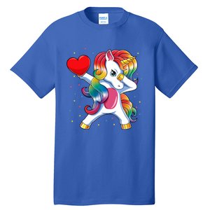 Dabbing Unicorn Heart Funny Valentines Day Gift Tall T-Shirt