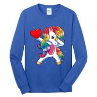 Dabbing Unicorn Heart Funny Valentines Day Gift Tall Long Sleeve T-Shirt