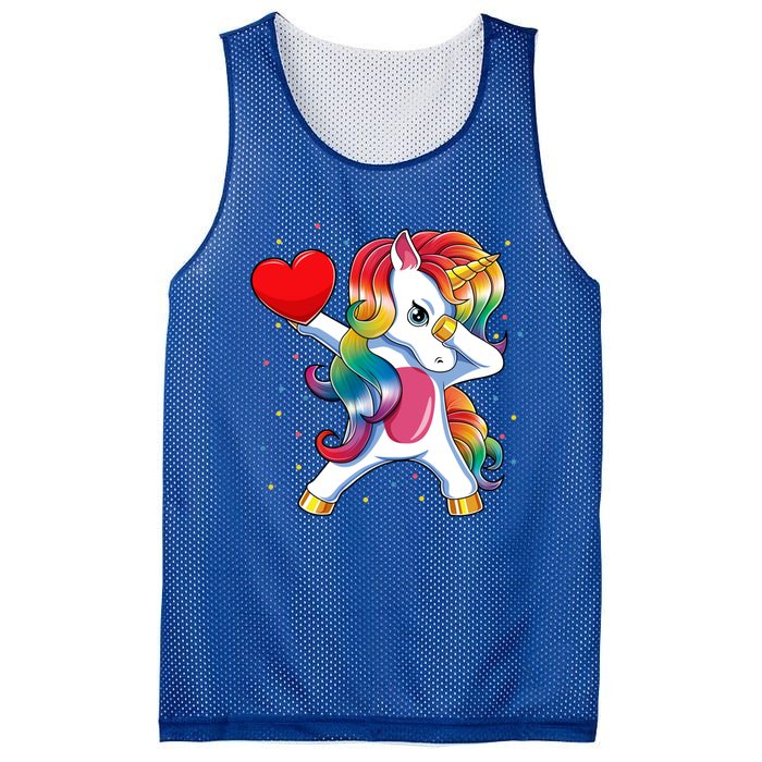 Dabbing Unicorn Heart Funny Valentines Day Gift Mesh Reversible Basketball Jersey Tank