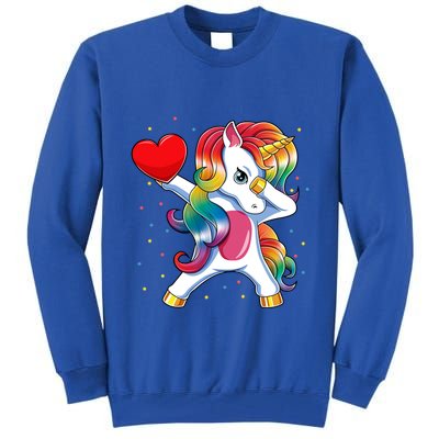 Dabbing Unicorn Heart Funny Valentines Day Gift Tall Sweatshirt