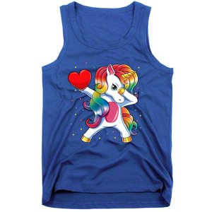 Dabbing Unicorn Heart Funny Valentines Day Gift Tank Top