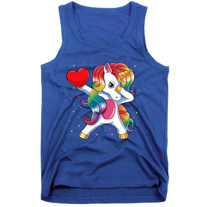 Dabbing Unicorn Heart Funny Valentines Day Gift Tank Top