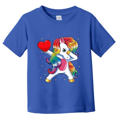 Dabbing Unicorn Heart Funny Valentines Day Gift Toddler T-Shirt