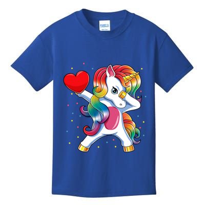 Dabbing Unicorn Heart Funny Valentines Day Gift Kids T-Shirt