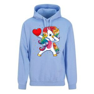 Dabbing Unicorn Heart Funny Valentines Day Gift Unisex Surf Hoodie