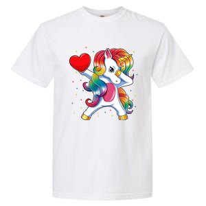 Dabbing Unicorn Heart Funny Valentines Day Gift Garment-Dyed Heavyweight T-Shirt