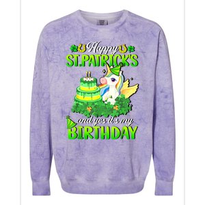 Dabbing Unicorn Happy St Patricks Day And My Birthday Colorblast Crewneck Sweatshirt