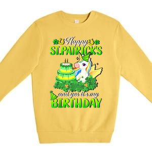 Dabbing Unicorn Happy St Patricks Day And My Birthday Premium Crewneck Sweatshirt