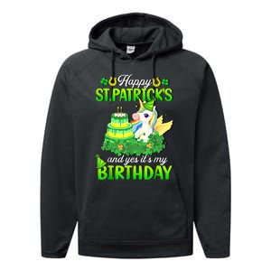 Dabbing Unicorn Happy St Patricks Day And My Birthday Performance Fleece Hoodie