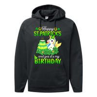 Dabbing Unicorn Happy St Patricks Day And My Birthday Performance Fleece Hoodie