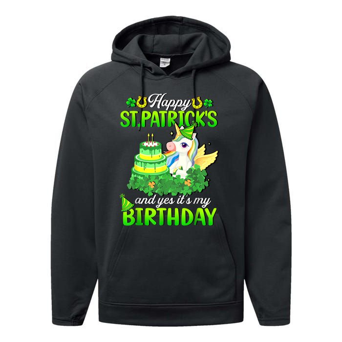 Dabbing Unicorn Happy St Patricks Day And My Birthday Performance Fleece Hoodie