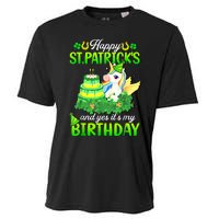 Dabbing Unicorn Happy St Patricks Day And My Birthday Cooling Performance Crew T-Shirt