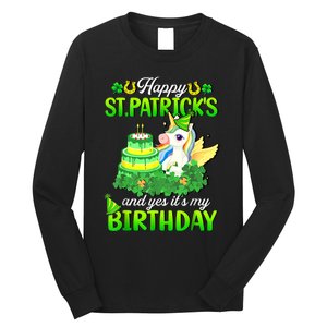 Dabbing Unicorn Happy St Patricks Day And My Birthday Long Sleeve Shirt