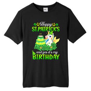 Dabbing Unicorn Happy St Patricks Day And My Birthday Tall Fusion ChromaSoft Performance T-Shirt