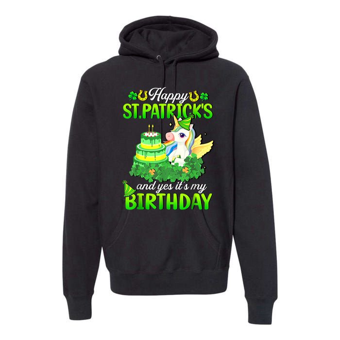 Dabbing Unicorn Happy St Patricks Day And My Birthday Premium Hoodie