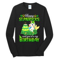 Dabbing Unicorn Happy St Patricks Day And My Birthday Tall Long Sleeve T-Shirt