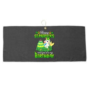 Dabbing Unicorn Happy St Patricks Day And My Birthday Large Microfiber Waffle Golf Towel