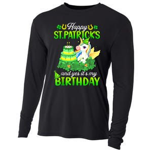 Dabbing Unicorn Happy St Patricks Day And My Birthday Cooling Performance Long Sleeve Crew