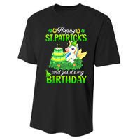 Dabbing Unicorn Happy St Patricks Day And My Birthday Performance Sprint T-Shirt