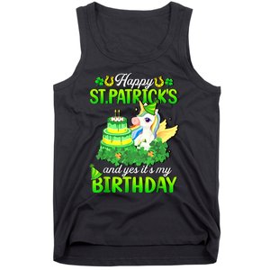 Dabbing Unicorn Happy St Patricks Day And My Birthday Tank Top