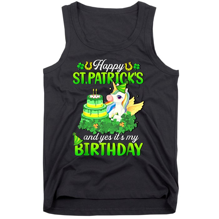 Dabbing Unicorn Happy St Patricks Day And My Birthday Tank Top