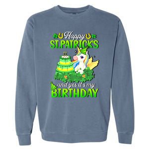 Dabbing Unicorn Happy St Patricks Day And My Birthday Garment-Dyed Sweatshirt