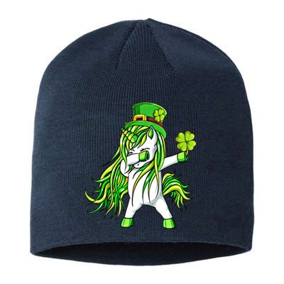 Dabbing Unicorn Happy PatrickS Day Shamrock Lucky Irish Gift Sustainable Beanie