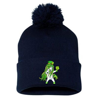 Dabbing Unicorn Happy PatrickS Day Shamrock Lucky Irish Gift Pom Pom 12in Knit Beanie