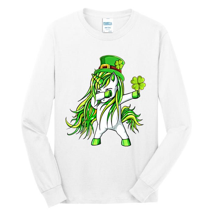 Dabbing Unicorn Happy PatrickS Day Shamrock Lucky Irish Gift Tall Long Sleeve T-Shirt