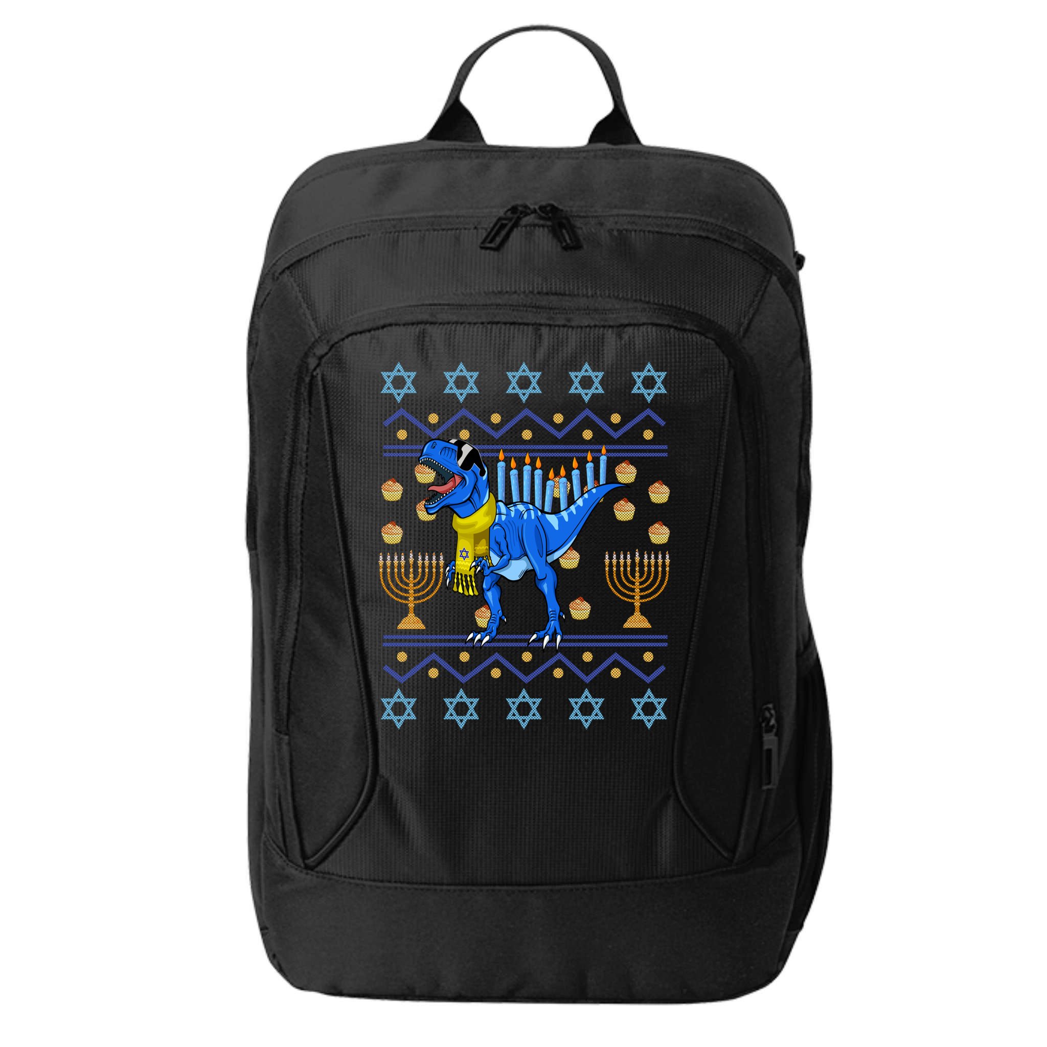 Dinosaur Ugly Hanukkah Sweater Orah Chanukah Gift City Backpack