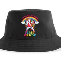 Dabbing Unicorn I'm Ready To Rock First Grade Back to School Sustainable Bucket Hat