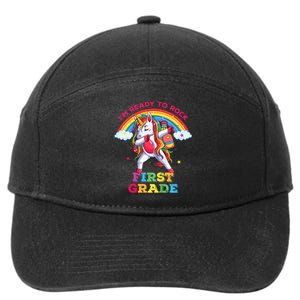 Dabbing Unicorn I'm Ready To Rock First Grade Back to School 7-Panel Snapback Hat