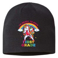 Dabbing Unicorn I'm Ready To Rock First Grade Back to School Sustainable Beanie