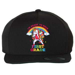 Dabbing Unicorn I'm Ready To Rock First Grade Back to School Wool Snapback Cap