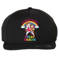 Dabbing Unicorn I'm Ready To Rock First Grade Back to School Wool Snapback Cap