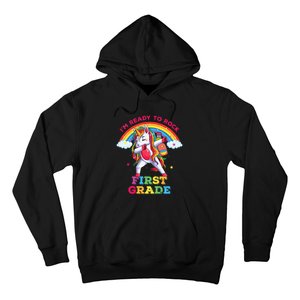 Dabbing Unicorn Im Ready To Rock First Grade Back To School Hoodie