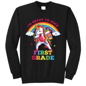 Dabbing Unicorn Im Ready To Rock First Grade Back To School Sweatshirt