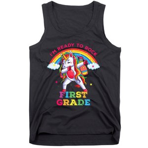 Dabbing Unicorn Im Ready To Rock First Grade Back To School Tank Top