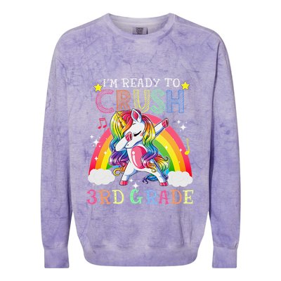 Dabbing Unicorn Im Ready To Crush 3rd Grade Back To School Colorblast Crewneck Sweatshirt