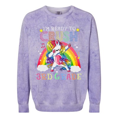 Dabbing Unicorn Im Ready To Crush 3rd Grade Back To School Colorblast Crewneck Sweatshirt